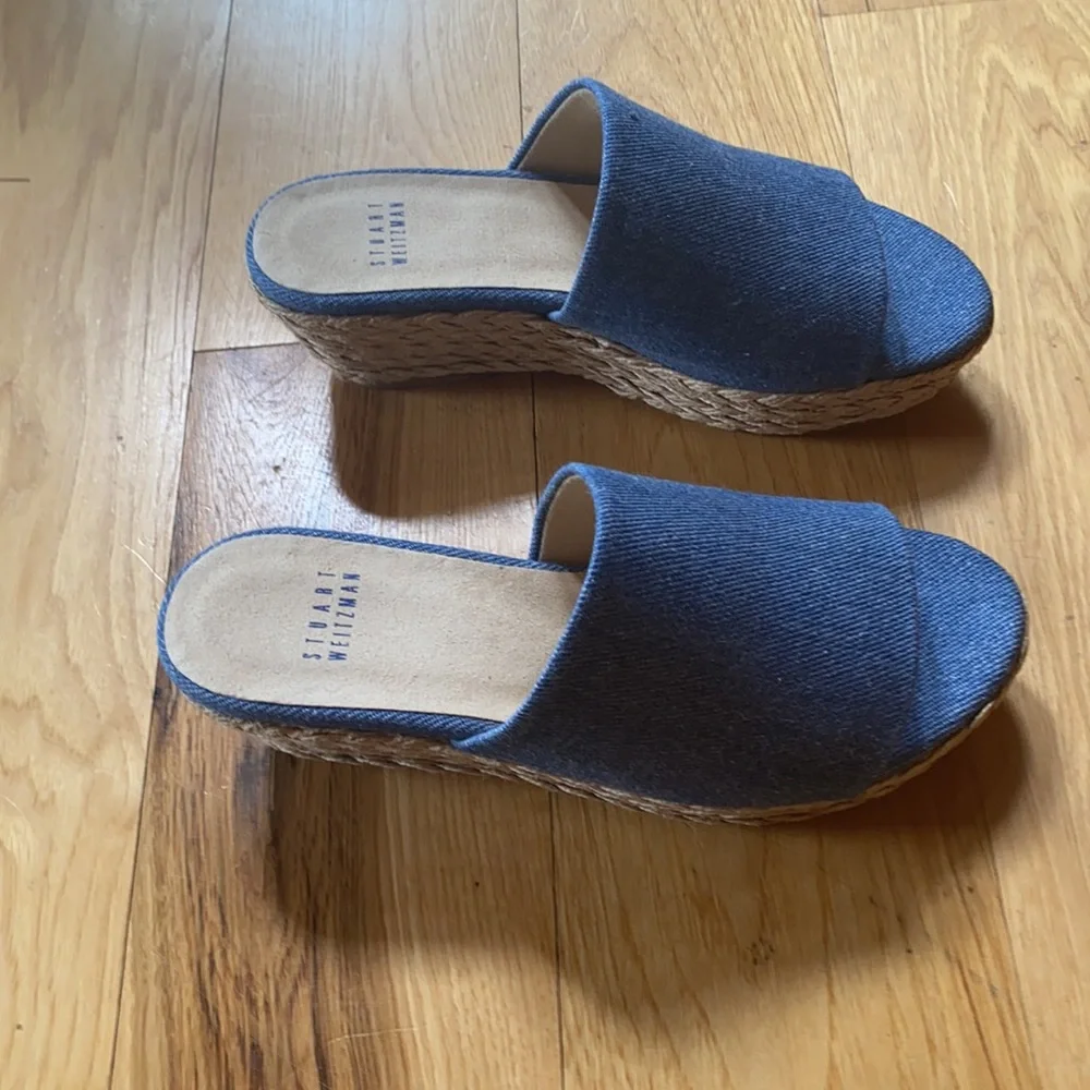 Stuart Weitzman Denim and rope  wedge sandals - Picture 2 of 5